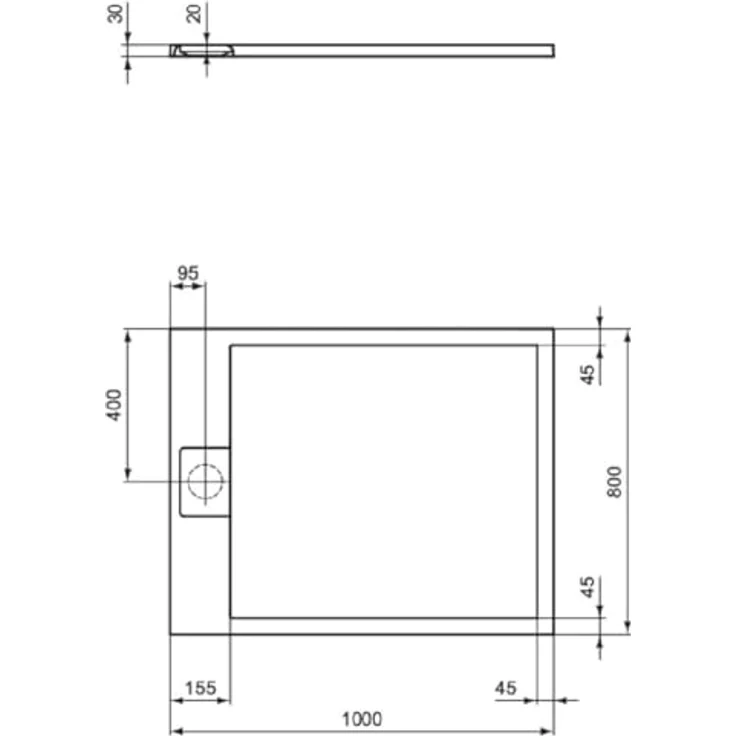 Ideal Standard, Duschwanne, Ultra Flat S i.life Rechteck-Brausewanne, 1000x800x30mm, Carraraweiß – Bild 2