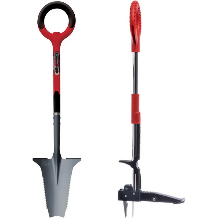Root Slayer® Unkrautstecher Radius Garden Weeder & Root Slayer Set, 100 cm, ergonomisch mit O-Griff, rot, 2-tlg.
