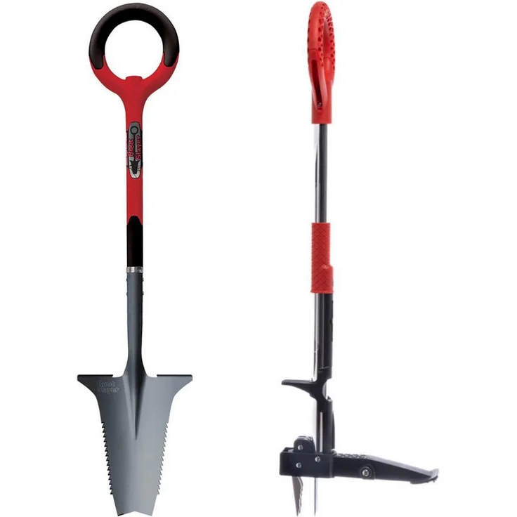 Root Slayer® Unkrautstecher Radius Garden Weeder & Root Slayer Set, 100 cm, ergonomisch mit O-Griff, rot, 2-tlg.