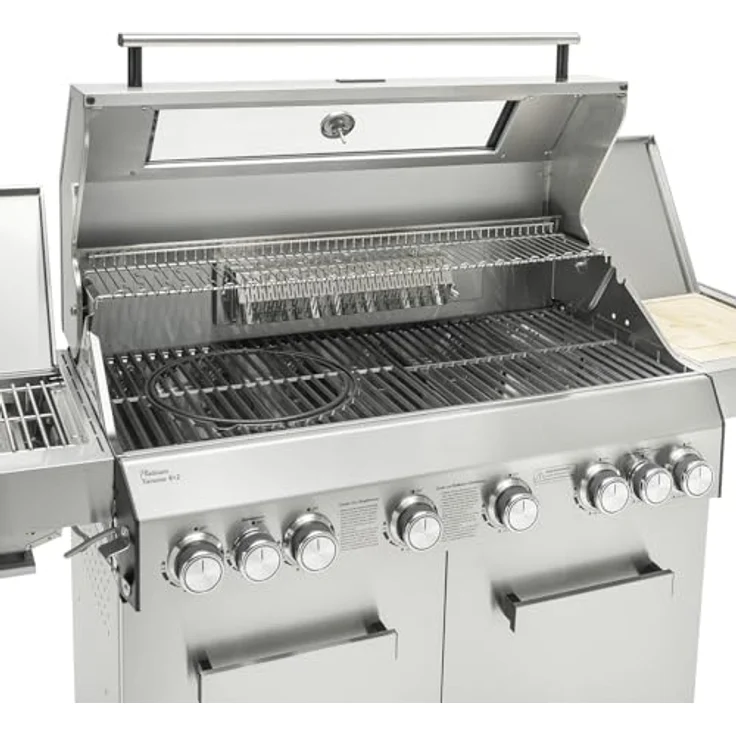 TAINO PLATINUM YAMARA 6+2 Gasgrill Set Edelstahl 6 Brenner Keramik Sear-Burner Keramik Backburner Piezo-Zündung Abdeckhaube – Bild 2