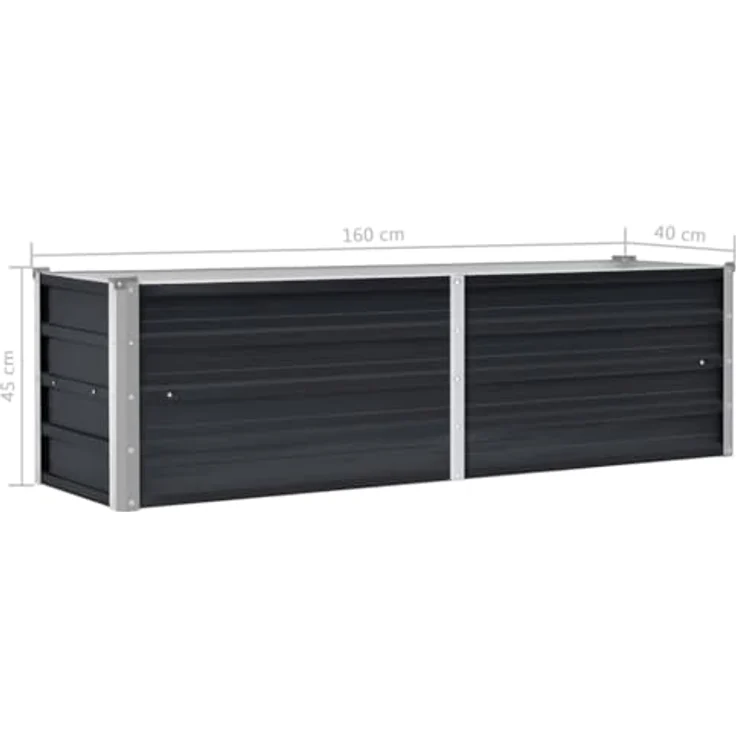 vidaXL Garten-Hochbeet Anthrazit 160 x 40 x 45 cm Verzinkter Stahl – Bild 4