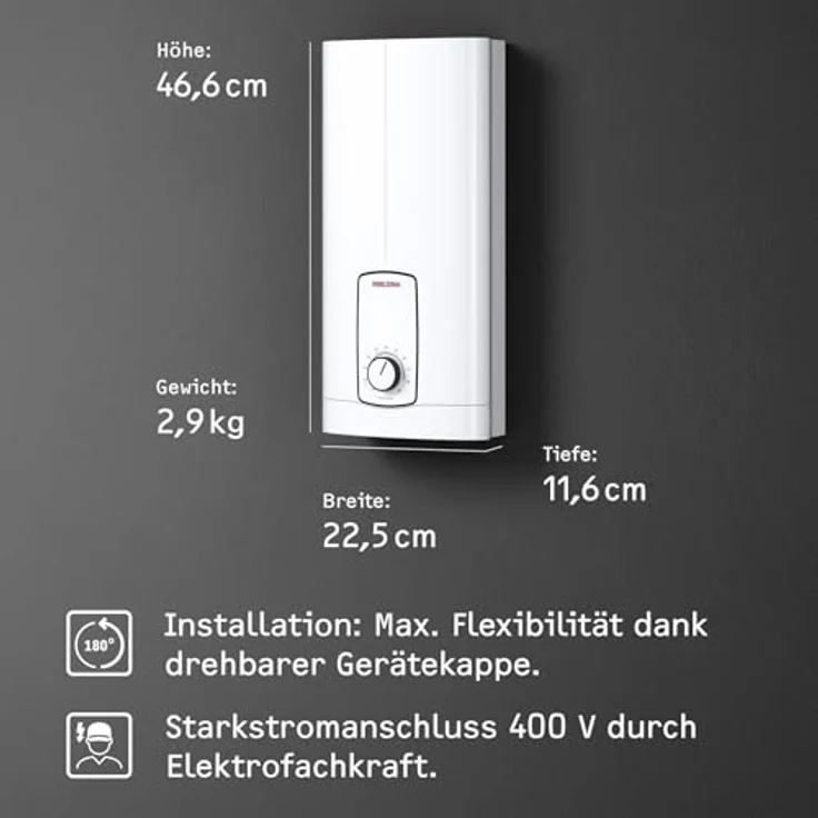 STIEBEL ELTRON Durchlauferhitzer DHB 18/21/24 ST Trend, 18/21/24 kW wählbar, energiesparend, für Küche und Bad, druckfest, mit Temperaturregler – Bild 5