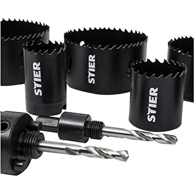 STIER Lochsägen Elektrikerset, HSS-Co8 Bimetall, 11-teilig 25, 32, 40, 54, 60, 68, 76 & 86 mm, für Handbohrmaschinen – Bild 3