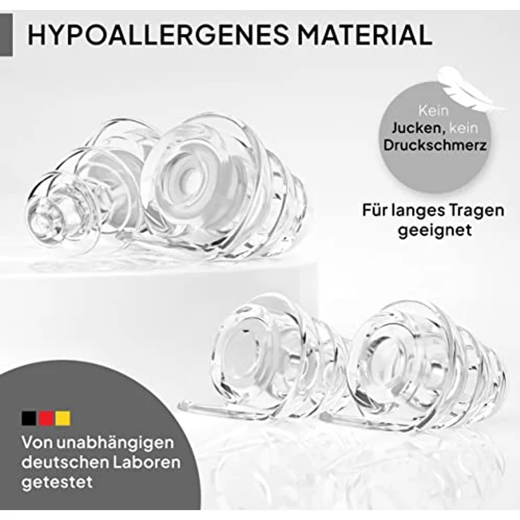 Senner Gehörschutzstöpsel MusicPro, Hi-Fi Ohrstöpsel für Konzert und Festival, transparent, SNR 20 dB, hypoallergen, inkl. Aluminiumbehälter – Bild 7
