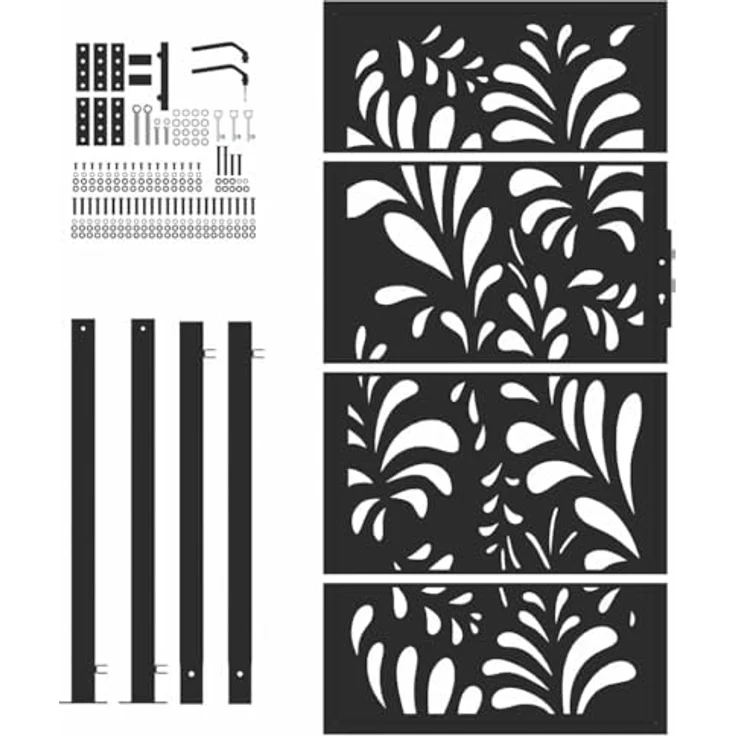vidaXL Gartentor Schwarz 105x180 cm Stahl Wellen-Design Metall Abschließbar – Bild 5