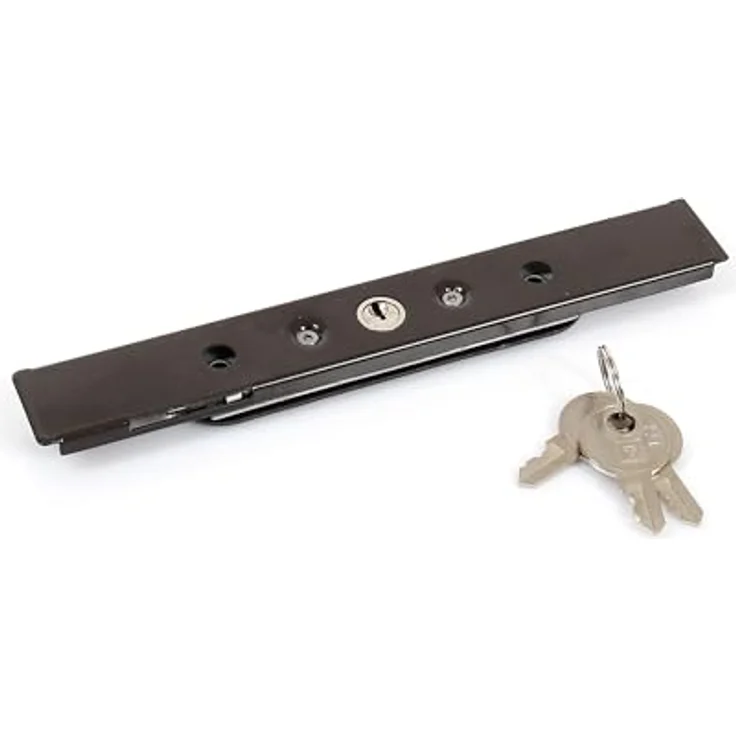 AvosDim Rollladen Tür Handzug Ersatzteile, Schloss + Abdeckung Braun, beidseitig zugänglich, Maße 194 x 27 x 12 mm – Bild 2