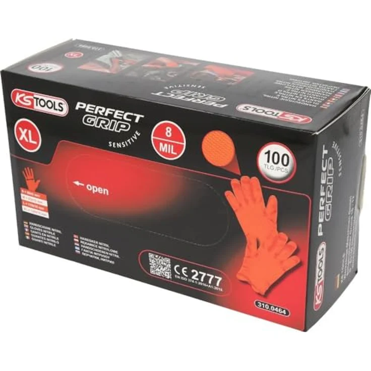 KS Tools 310.0464 Handschuhe Nitril, XL, 100er Pack - Hochreißfest, chemikalienresistent