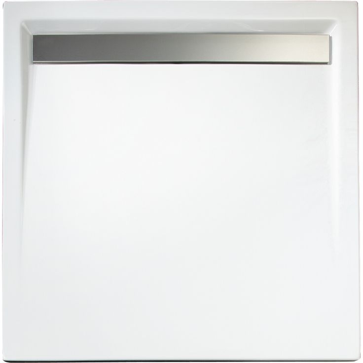 Schulte Duschwanne, Sanitäracryl, mit Rinne, Chromoptik, quadratisch, 90 x 90 x 2,5 cm, weiß