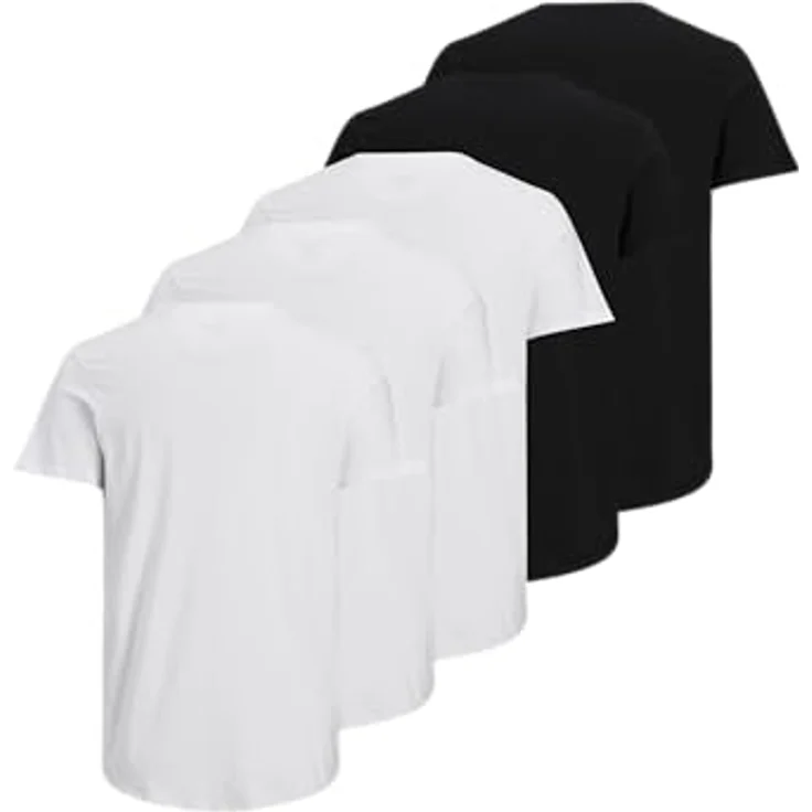 Jack & Jones Herren Basic Shirt, regulär geschnitten, Schwarz-Weiß, Größe XL – Bild 2