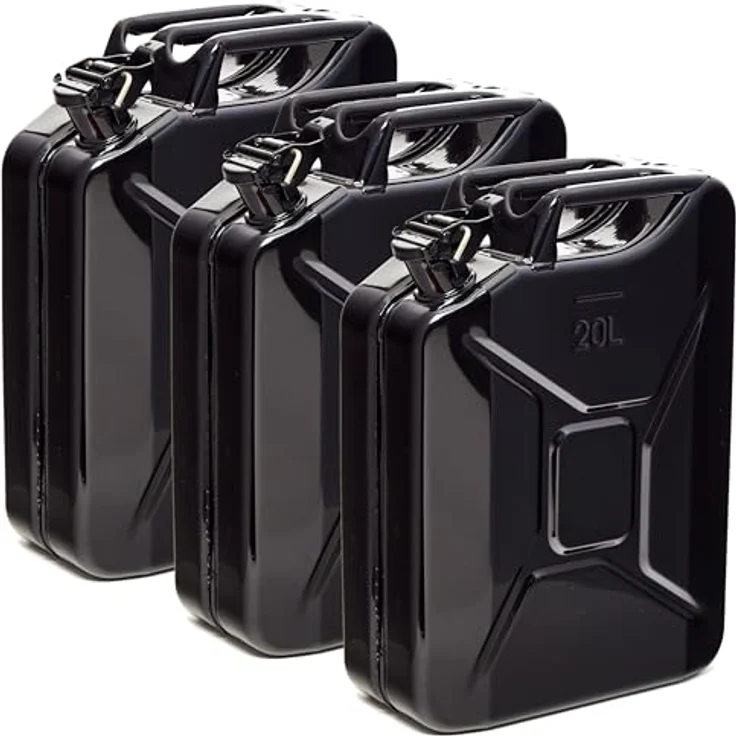 BW® Benzinkanister Metall 3x 20 Liter, Schwarz RAL 9005, TÜV-geprüft, UN-zugelassen, 0,9mm Stahl für Benzin, Diesel, E10, 2-Takt, Made in Europe – Bild 1