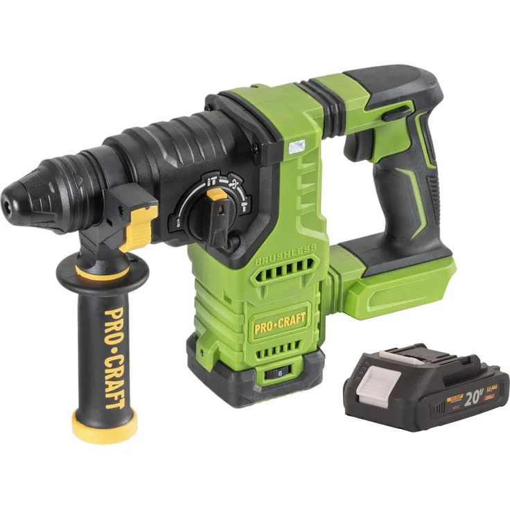 Procraft PHA30bb Akku Bohrhammer 20 V, 2,8 J SDS plus, Brushless, inkl. 1x 2,0 Ah Akku, ohne Ladegerät