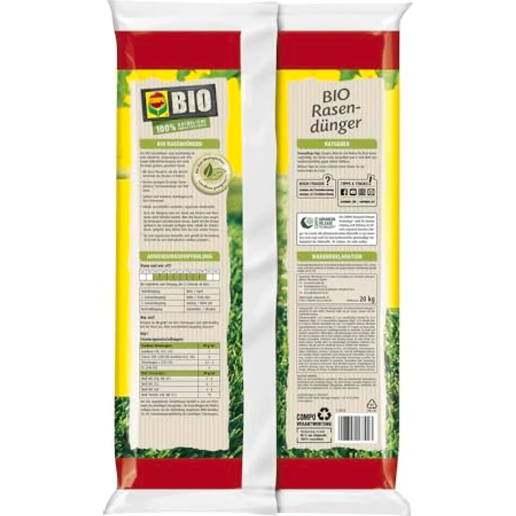 COMPO BIO Rasendünger 20 kg für 500 m², organisch und tierfreundlich mit Phosphat zur Wurzelförderung – Bild 2