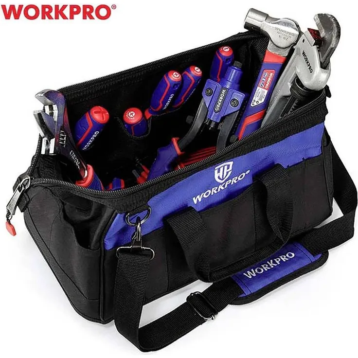 Workpro WP281026 Werkzeugkoffer, unbestückte Werkzeugtasche mit verstellbarem Gurt, 510 x 260 x 290 mm