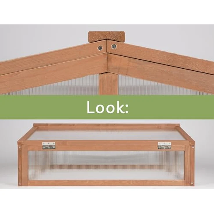 needs&wants® Frühbeet Aufsatz klein aus Holz Bausatz, Frühbeetkasten mit Abdeckung Gewächshaus mit Deckel wetterfest für Garten Balkon Outdoor, Polycarbonat, dunkel-braun – Bild 4