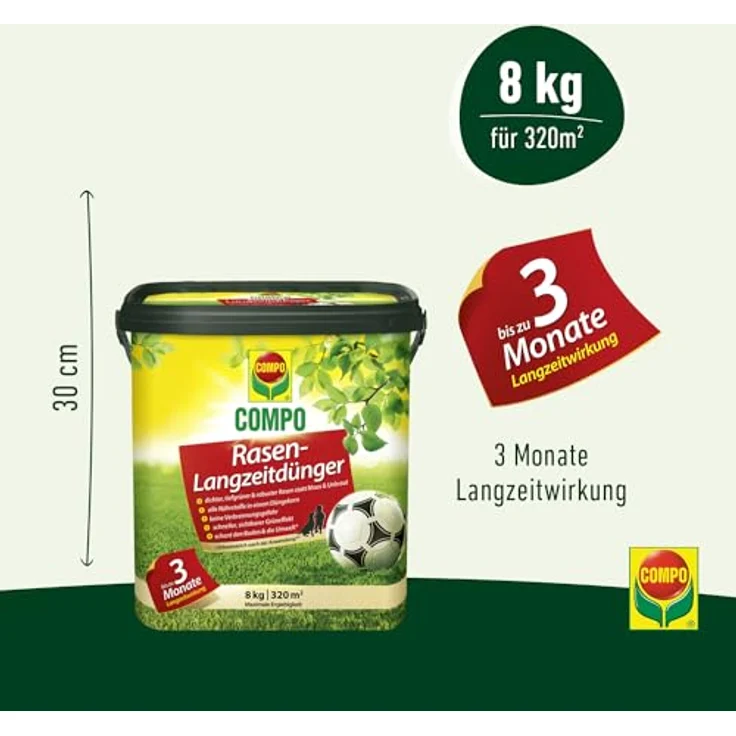 Compo Rasen-Langzeitdünger 8 kg - 2463304004 Düngemittel – Bild 3