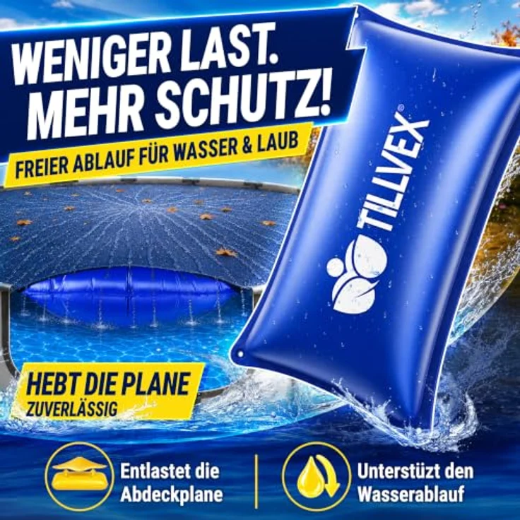 tillvex® Poolkissen Winter XXL 200x240 cm, Luftkissen frost- & chlorbeständig bis -20°C mit 12m Seil & Reparaturkit, inkl. Schraubventil für Poolüberwinterung – Bild 3