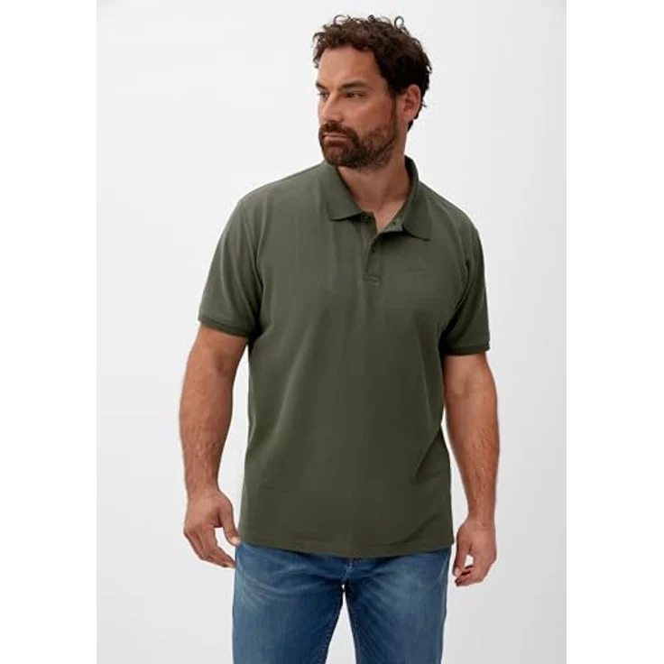 s.Oliver Poloshirt mit Logostickerei, Baumwolle, hüftlang, Rundhalsausschnitt, Jerseystoff (schwarz) – Bild 4