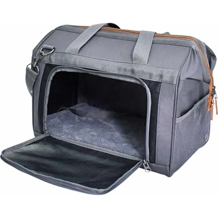 Nobby Tasche PERKA grau, strapazierfähige Mikrofaser, abwaschbar, für Tiere bis ca. 6 kg - 43 x 26 x 32 cm – Bild 2