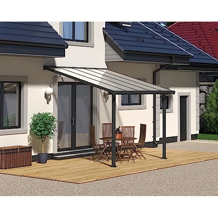 CANOPIA Terrassenüberdachung Alu Olympia 3X3.05 Polycarbonat Hohlkammerplatten Pergola 307 x 295 cm Grau - Klassisch & elegant, umfassender UV-Schutz, langlebig & wartungsfrei – Bild 3