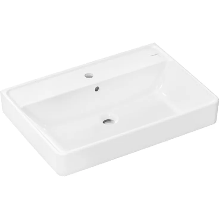 hansgrohe Xanuia Q Waschtisch, wandhängend mit Hahnloch und Überlauf, 700x480mm, weiß glänzend, inklusive Schallschutzmatte