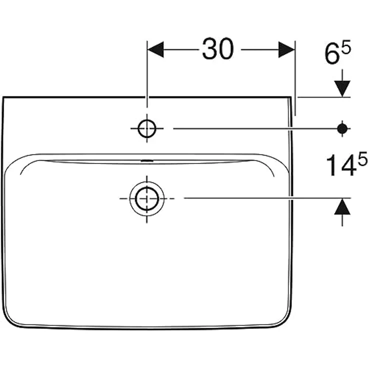 Geberit Renova Plan, Waschtisch, 60x48 cm, 1 Hahnloch, mit Überlauf, 501636, Farbe: Weiß - 501.636.00.1 – Bild 4