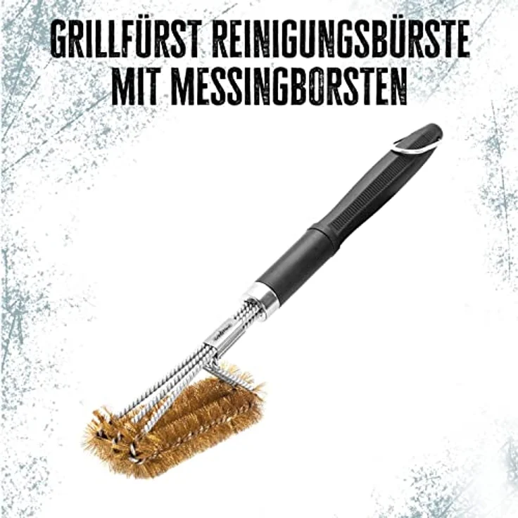 Grillfürst Premium Grillbürste mit Messing Borsten, 45 cm - Grill Reinigungsbürste für Grillrost, Grillrost Bürste mit langem 3-Fach Bürstenkopf – Bild 2