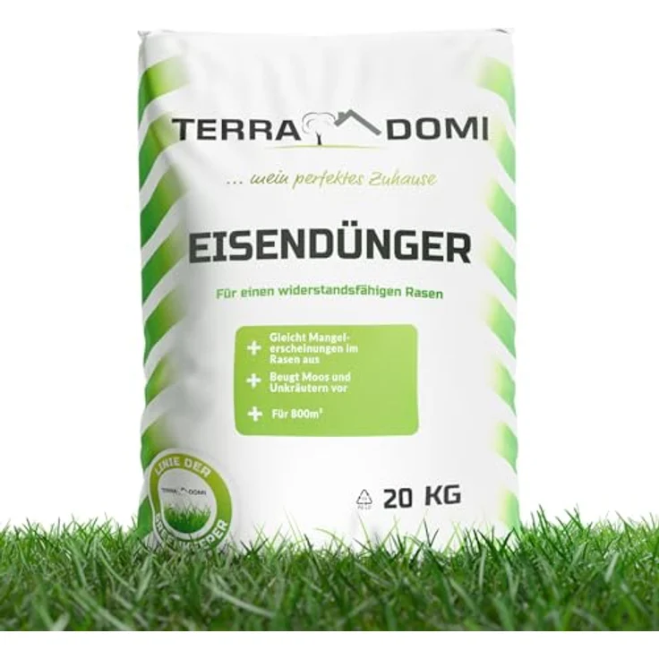TerraDomi 25kg Eisendünger granuliert abgestimmt auf vermooste Rasenflächen für ca. 1000m² – Bild 2