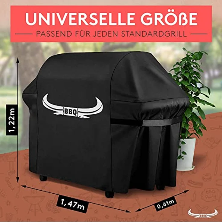 BBQ – Grillabdeckung [122 cm x 61 cm x 147 cm] – Innovative Grillabdeckung – Wetterfeste und wasserdichte Grillabdeckung [100%] – Bild 2