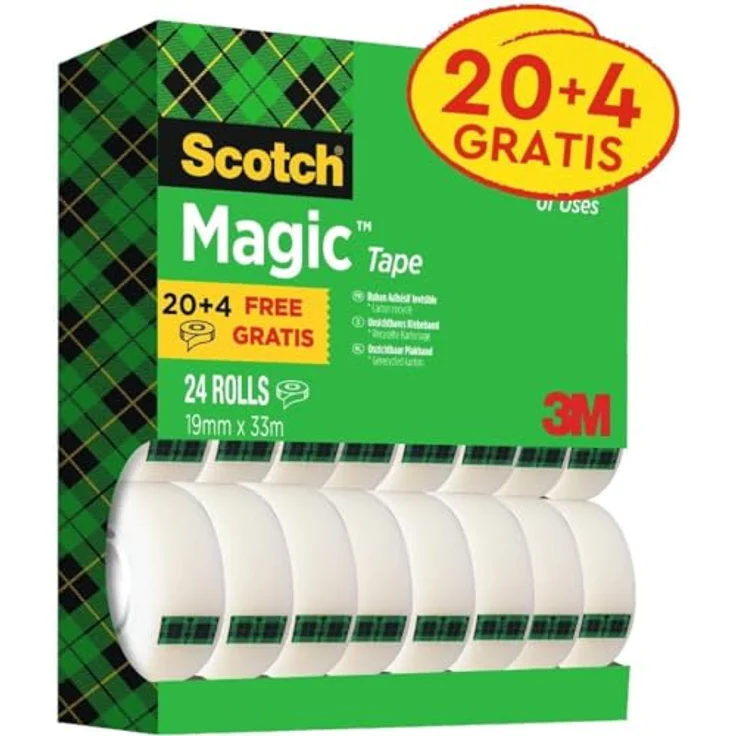 Scotch Klebefilm Magic 810, 19 mm x 33 m, 24 Rollen Kerndurchmesser: 25 mm, Promotion-Tower - 1 Stück (8-1933R24TPR) – Bild 2