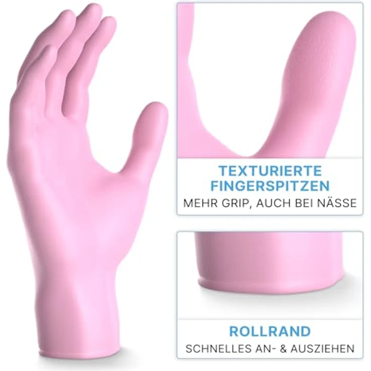 ARNOMED Einweghandschuhe Rosa, 500 Stück Nitril Einmalhandschuhe XS, puderfrei, latexfrei, für Medizin & Kosmetik – Bild 2
