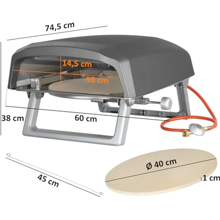 BBQ-Toro Gas Pizzaofen mit Drehfunktion | Mobiler Pizza Ofen mit Pizzastein | 8,5 kW | Gasofen, Gasgrill Camping | Pizzaofen 360° Drehbar (rund) – Bild 2