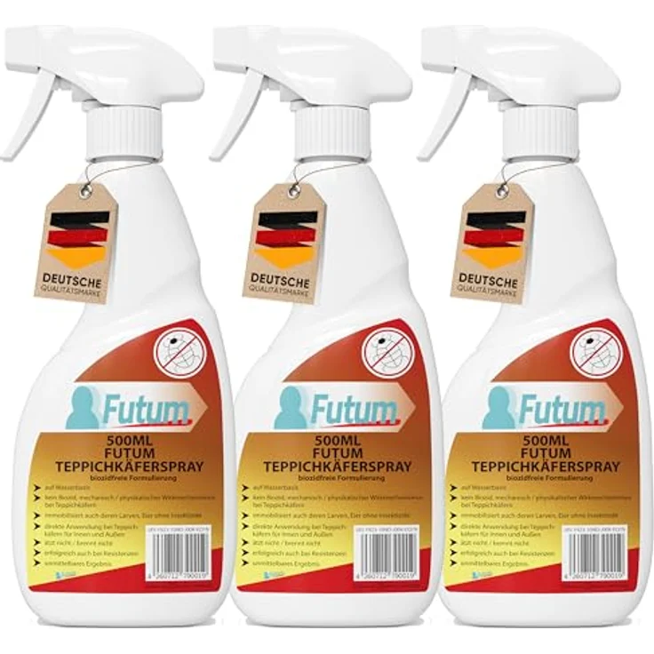 FUTUM Teppichkäferspray, biozidfreie Formel auf Wasserbasis, geruchsarm, 30 l, Käfer Abwehr – Bild 1