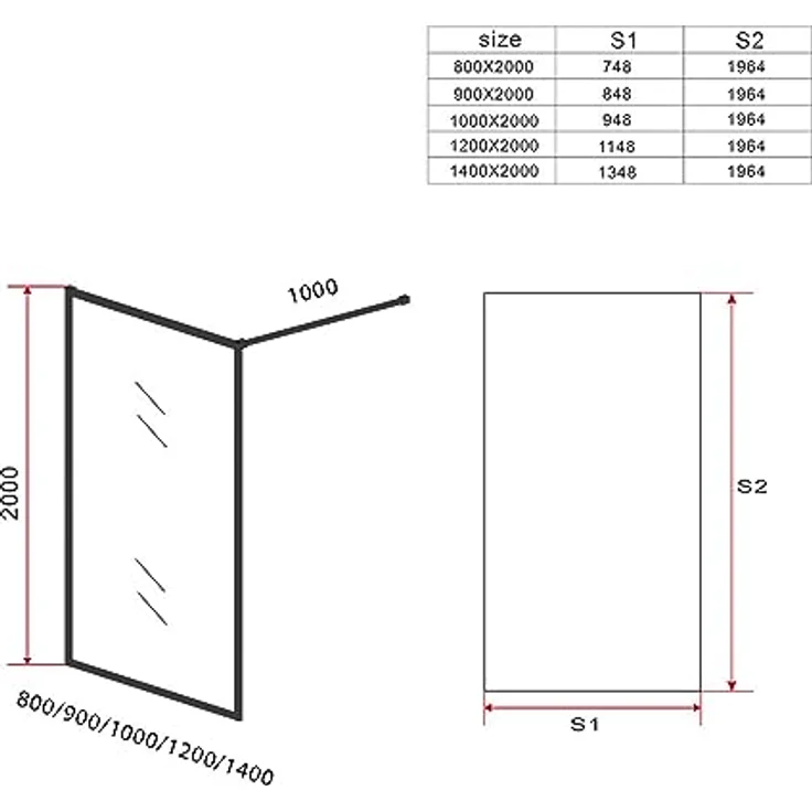 Aloni Walk-in-Dusche RECO120, Einscheibensicherheitsglas mit NANO-Beschichtung, Komplettrahmen, Klar-Glas, Schwarz-Matt - Preisvergleich – Bild 5