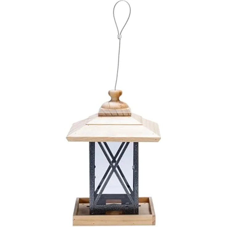 Karlie Vogelhaus Vogelfutterhaus Vogelfutterstation Ruth, 22 x 22 x 32 cm, langlebiges Holz, transparente Acrylwände, Metallrahmen