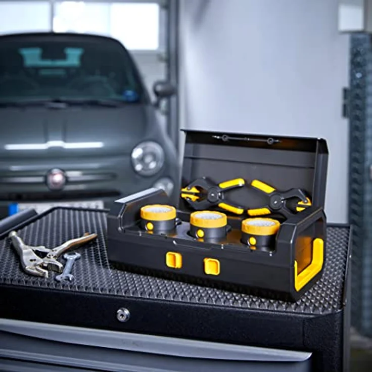 Northpoint LED 3x KFZ Arbeitsleuchten Inspektionslampen mit integriertem 2000mAh Akku 3er-Set mit Ladekoffer 2 Tischklemmen Magnethalterung – Bild 4