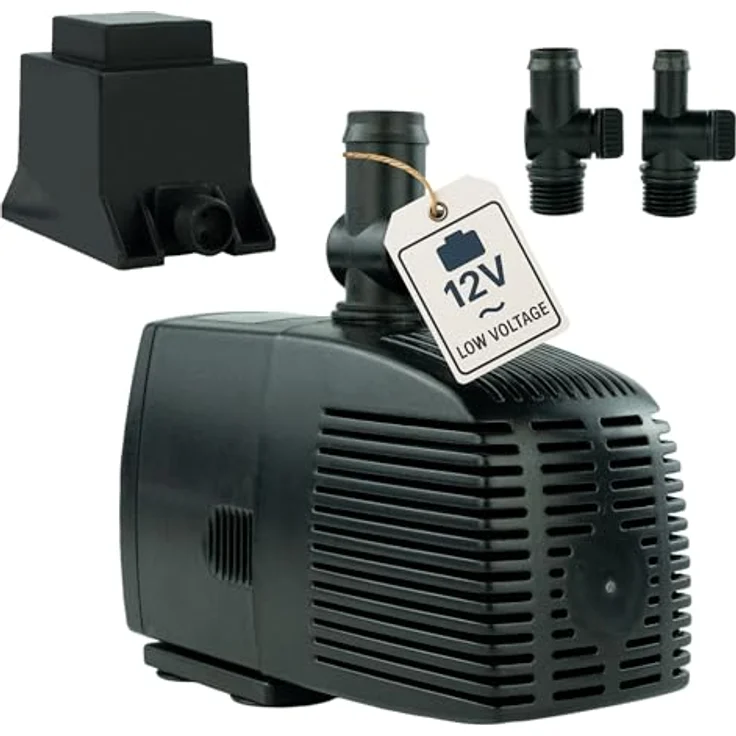 KERRY Teichpumpe 12 V – 1.500 L/H | 25 Watt | 10m Kabel | 2,5m Förderhöhe | Wasserpumpe | Aquariumpumpe | Wasserspielpumpe | Brunnenpumpe | Springbrunnen-Pumpe | – Bild 2