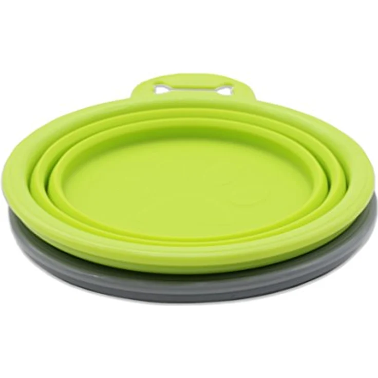 ZOLLNER24 2er Set Futternapf aus Silikon, faltbar, 13x13x5,5 cm, grün und grau – Bild 2