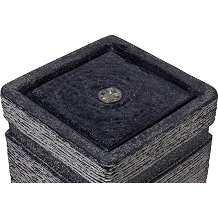 dobar Gartenbrunnen „Hera“, Solar-Panel Wasserspiel mit LEDs, 25 x 25 x 40 cm, Kunststein – Bild 7