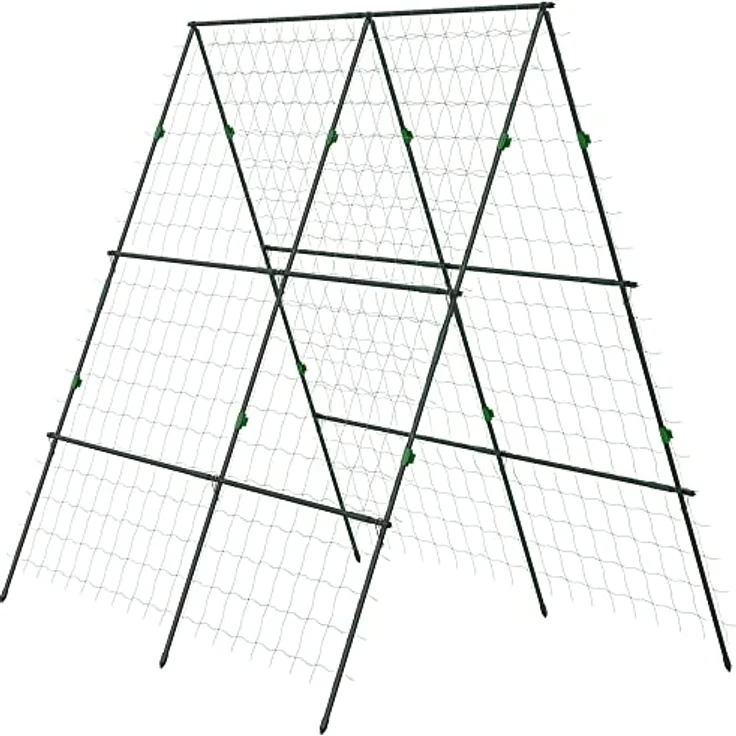 Outsunny Rankgitter, Rankhilfe, Verstellbares Pflanzengitter, Spalier, Pflanzengerüst mit Netz, für Garten, Stahlrahmen, Grün, 180 x 100 x 180 cm