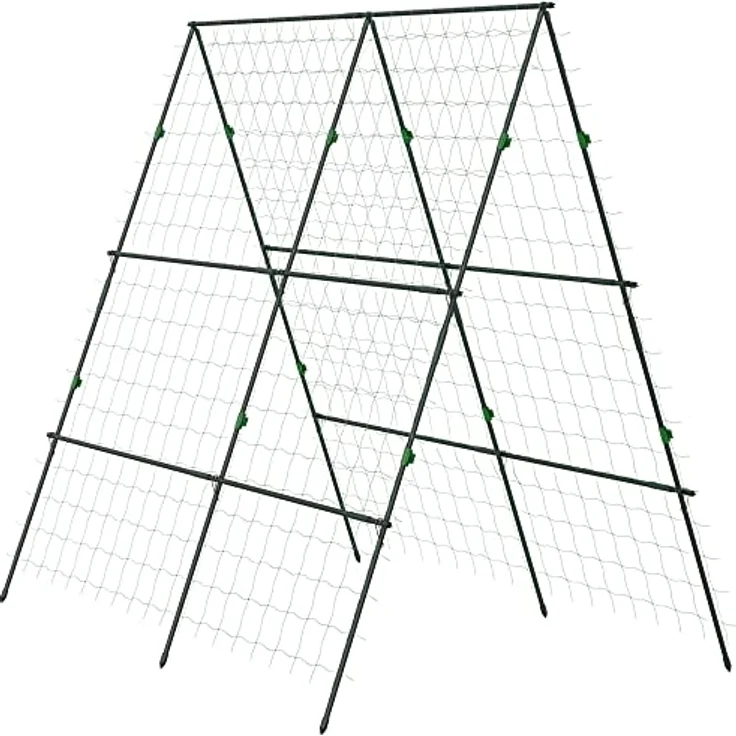 Outsunny Rankgitter, Rankhilfe, Verstellbares Pflanzengitter, Spalier, Pflanzengerüst mit Netz, für Garten, Stahlrahmen, Grün, 180 x 100 x 180 cm – Bild 1