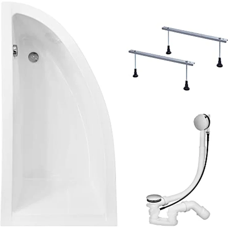 KOLMAN Eckbadewanne Praktika 150x70, links/rechts, hochbeständiges Acryl, antibakterielle Beschichtung, GRATIS Ablaufgarnitur & Füße – Bild 1