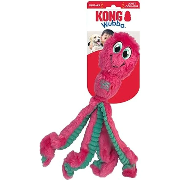 KONG Wubba Octopus, Tierspielzeug mit langen Prüfbefriedigungsbeinen und Quietscher, assortiert – Bild 1