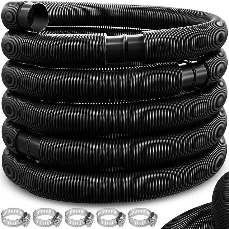 KESSER Poolschlauch | Schwimmbadschlauch mit Muffen | Solarschlauch für Pool und Schwimmbecken | Saugschlauch | Pumpenschlauch | Flexibler Wasserschlauch Schwarz, Länge 12m ( Ø 32 mm ) – Bild 1