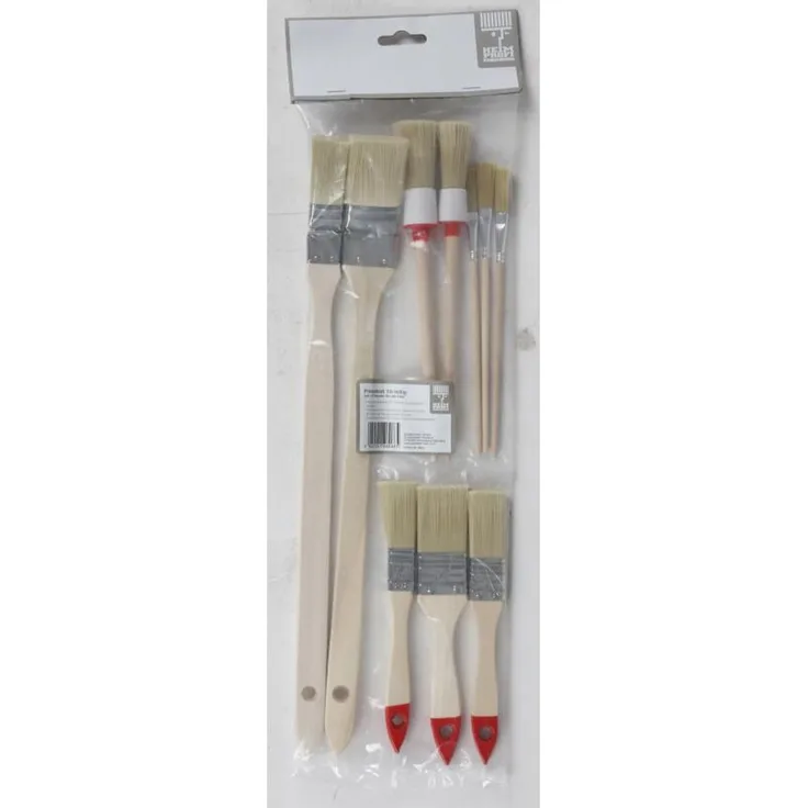 6x Pinsel Set 10er Rund Flach Malern Streichen Farben Lacke Lasuren Werkstatt