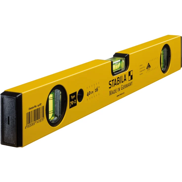 STABILA Wasserwaage Type 70-2, 40 cm, leichtes Alu-Profil, 1 Horizontal-Libelle, 2 Vertikal-Libellen, Made in Germany – Bild 1
