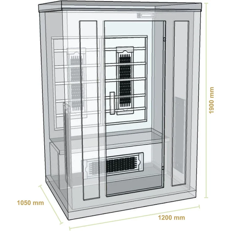 Artsauna - Infrarotkabine Nyborg S120V – Vollspektrum Infrarotsauna - 2 Personen – LED-Farblicht, digitaler Steuerung – Hemlock-Holz – Bild 10
