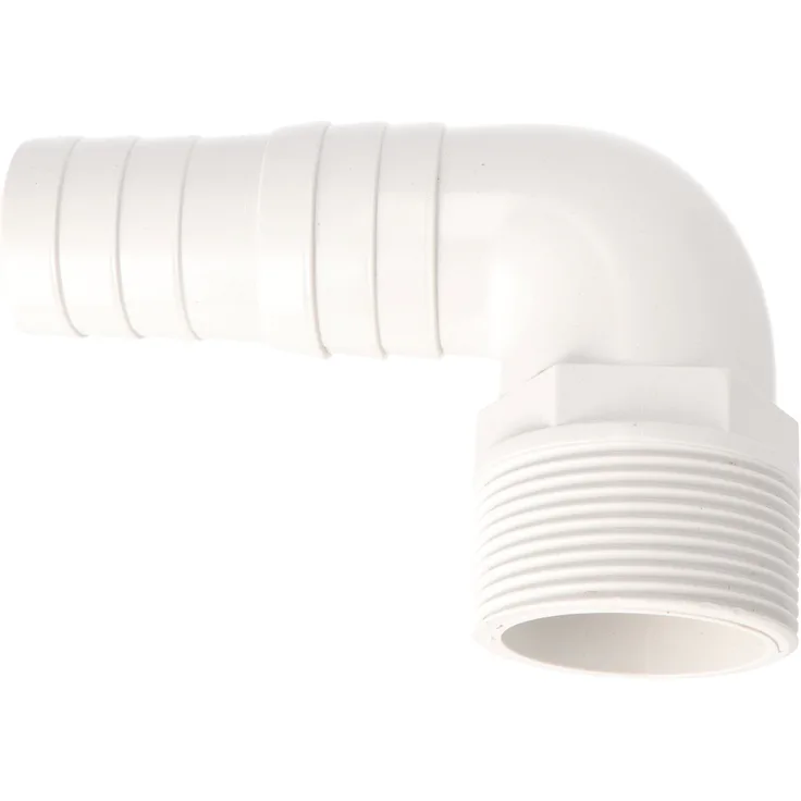 PVC Schlauchtülle mit Winkel Ø 32-38 mm mit 1 1-2 Aussengewinde
