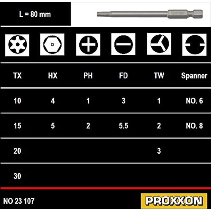 Proxxon Sicherheits- und Spezialbitsatz 1/4'' 75teilig Stahl Bit-Set Sicherheits- und Spezial-Bitsatz / Innensechskant-Bits / Klauenschlüssel-Bits / Kreuzschraubendreher-Bits / Schlitzschraubendreher-Bits in Stahlbox – Bild 3