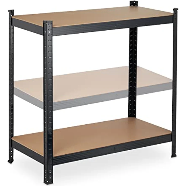 Schwerlastregal, Traglast 875 kg, 5 Ebenen, zum Stecken, Keller, Garage, Stahl, HBT: 180 x 90 x 45 cm, schwarz – Bild 7