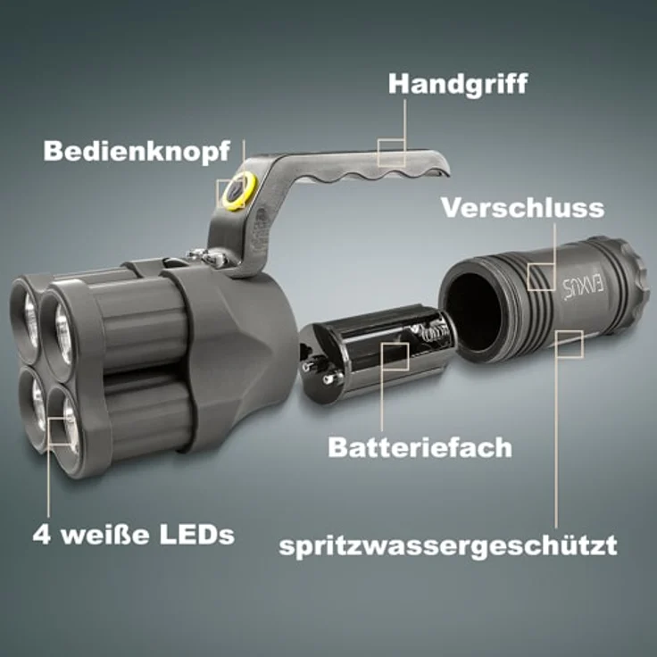 Eaxus Taschenlampe mit 4 LEDs und Griff 100 lm 0,5 W batteriebetrieben Eaxus – Bild 4